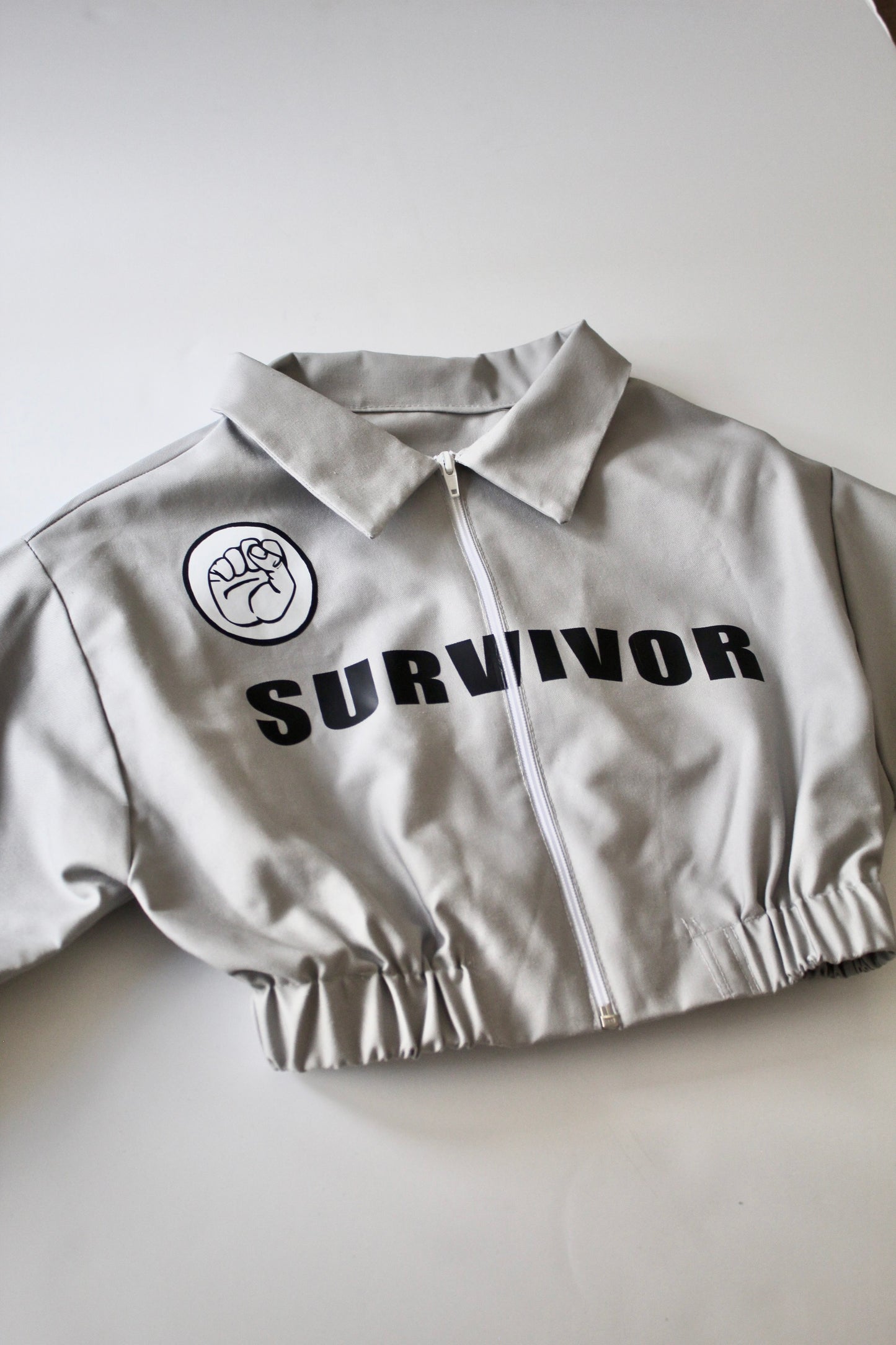 Grey Twill Cropped Jacket