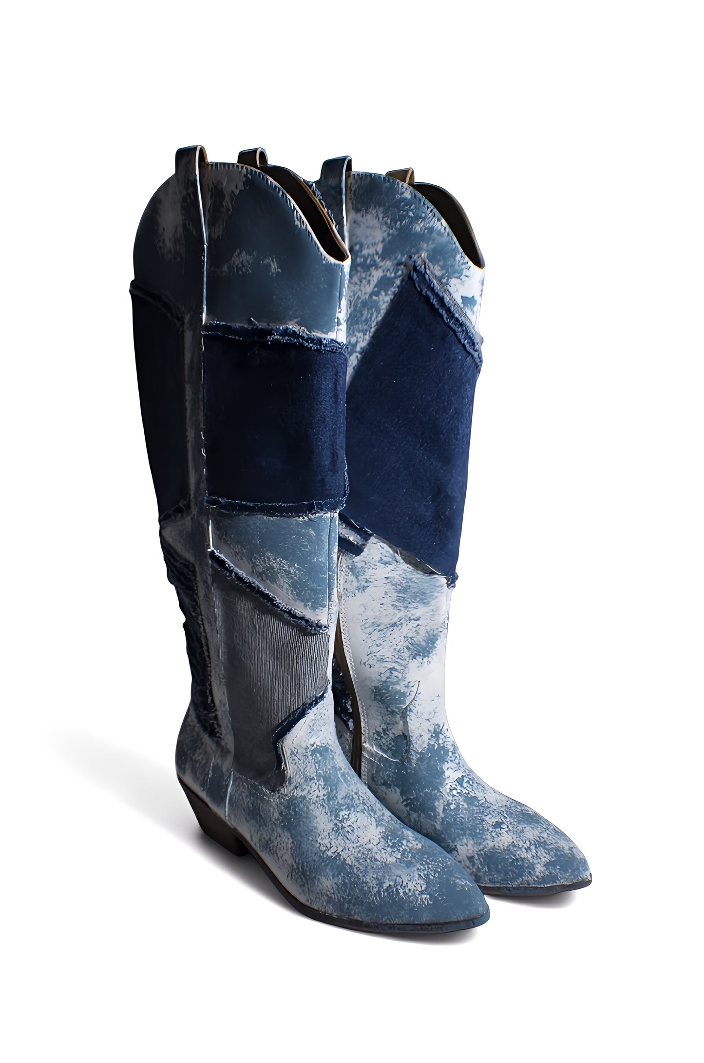 Denim Knee High Western Cowboy Boots