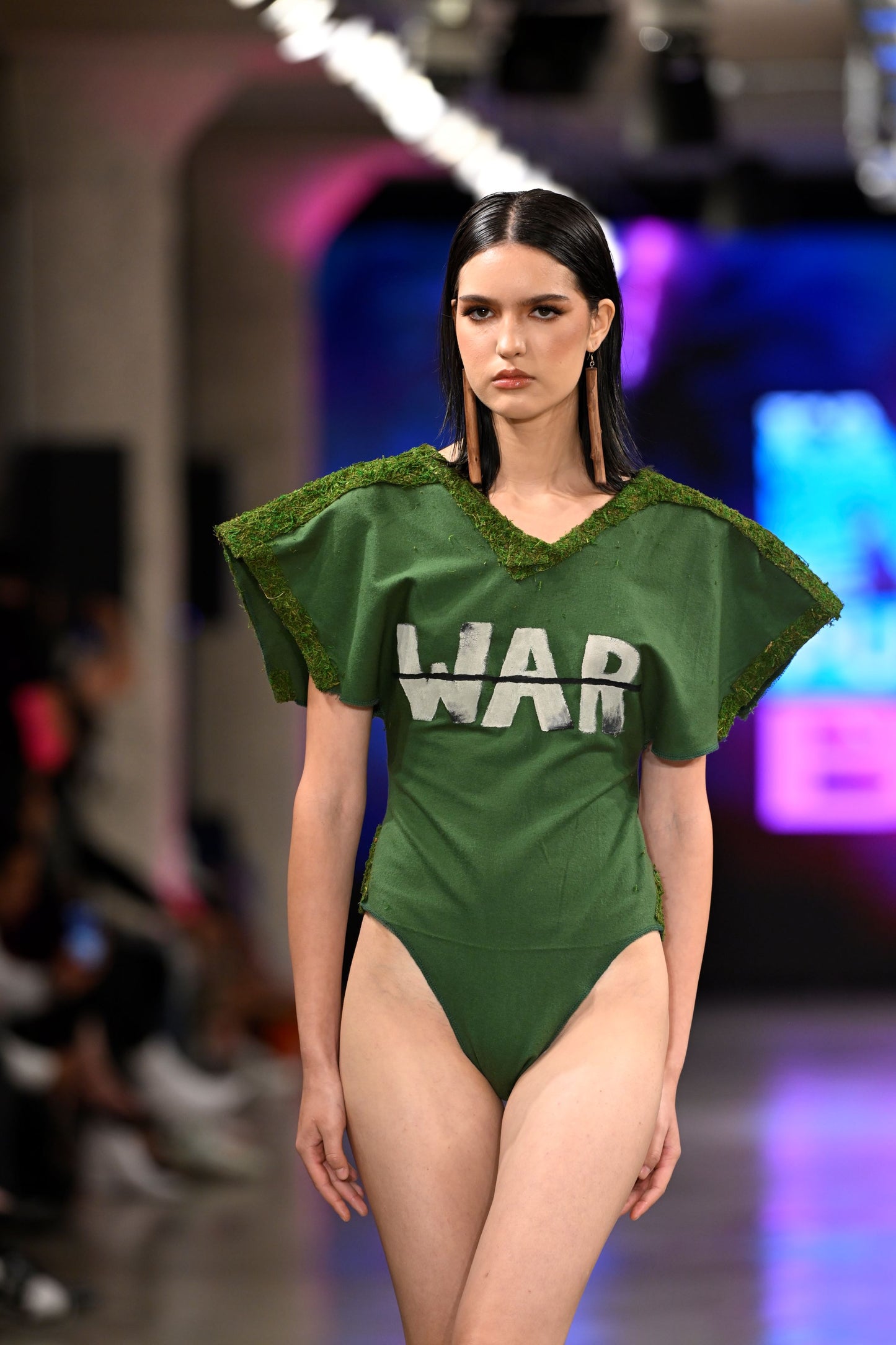 Green Textured Bodysuit