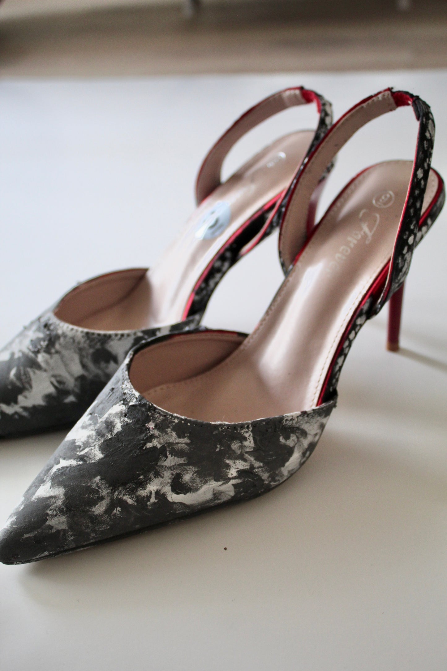 Grey Abstract Kitten Heel
