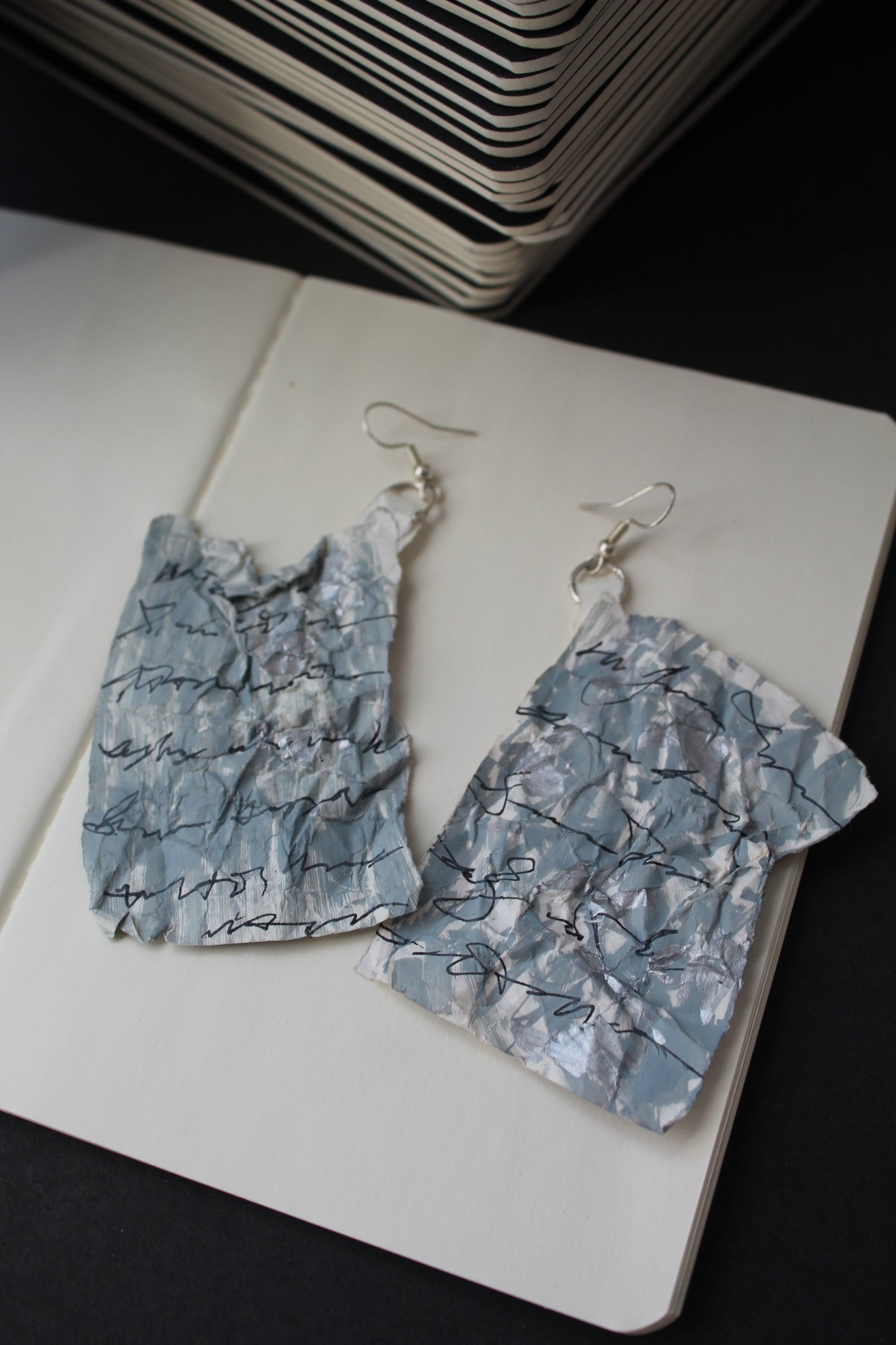 Grey History Paper Earrings