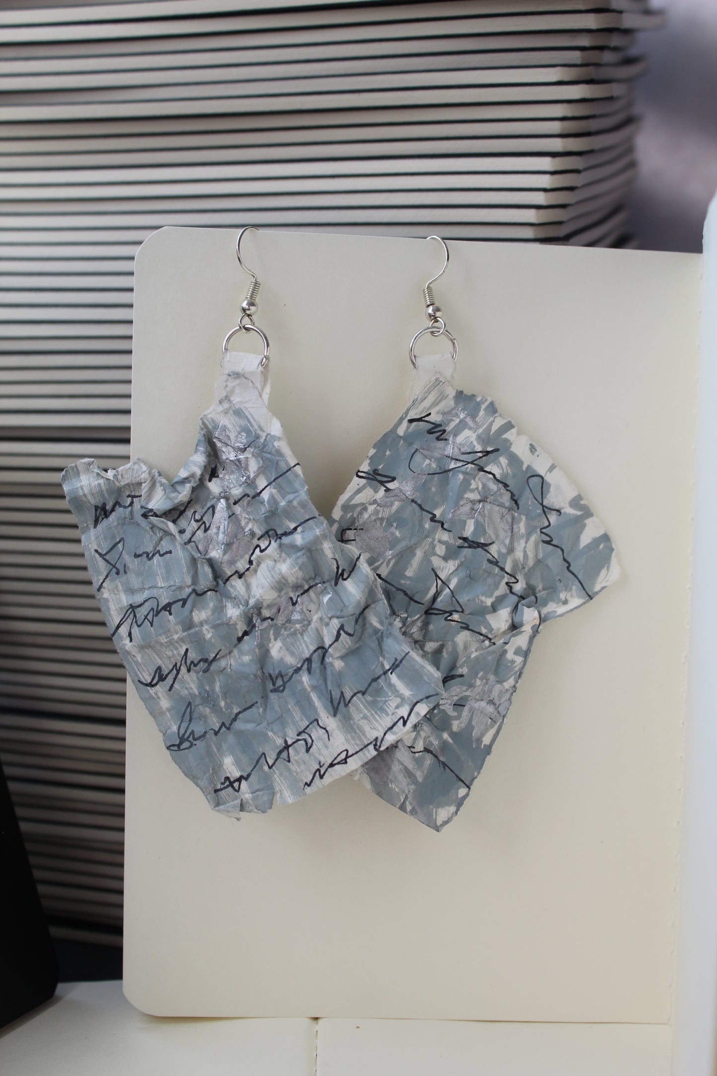 Grey History Paper Earrings