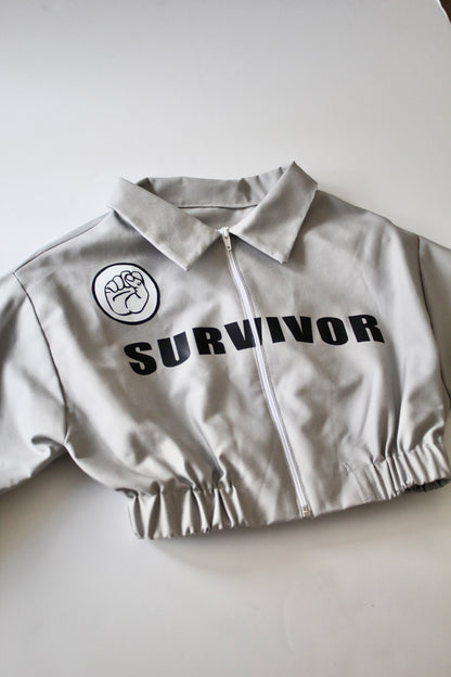 Grey Twill Cropped Jacket