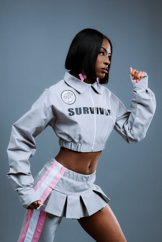 Grey Twill Cropped Jacket