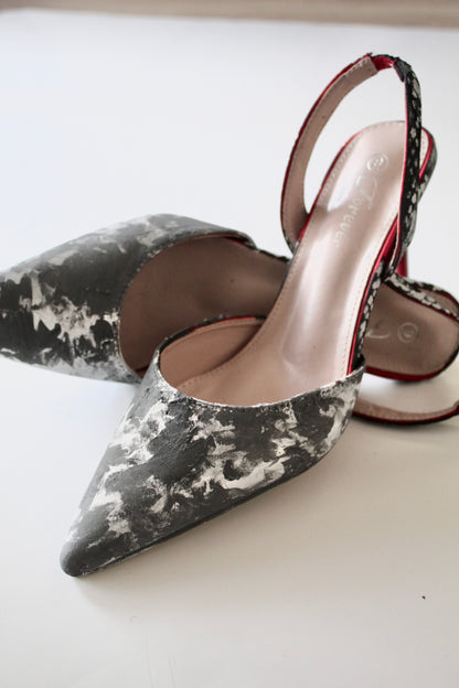 Grey Abstract Kitten Heel