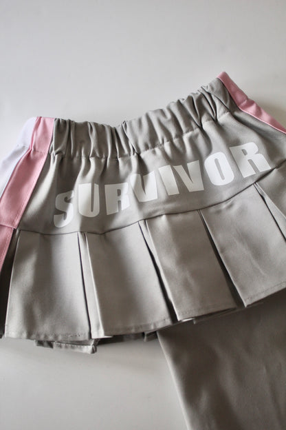 Grey Low Waisted Single Leg Twill Track Pant
