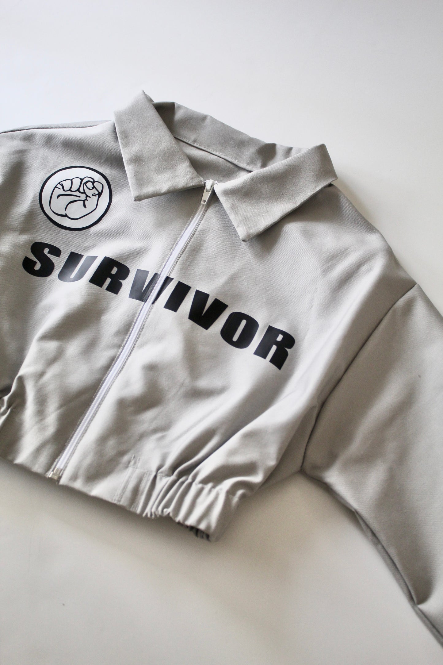 Grey Twill Cropped Jacket