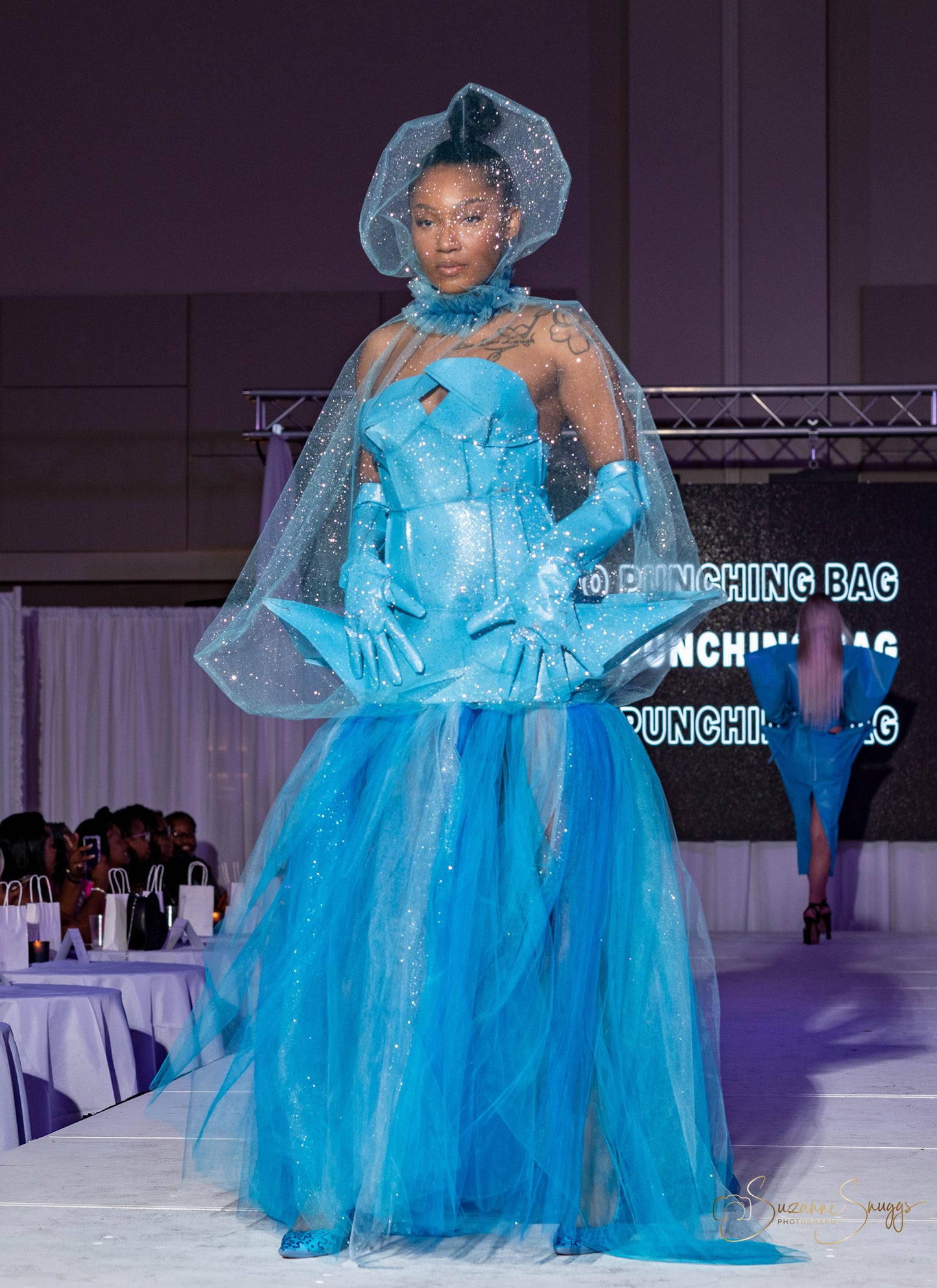 Rental - Sky Blue Geometric Couture Dress