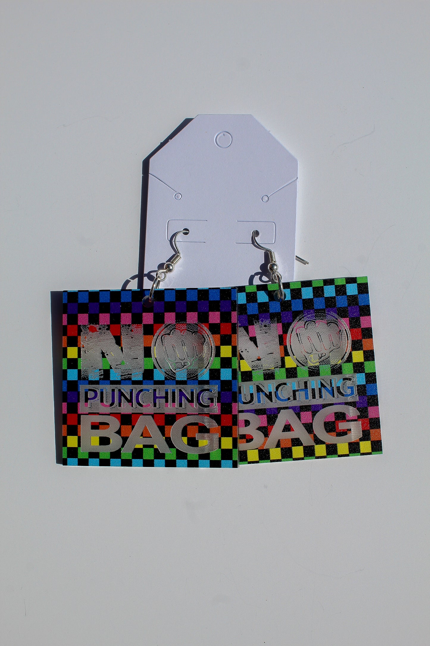 No Punching Bag Pride Earrings