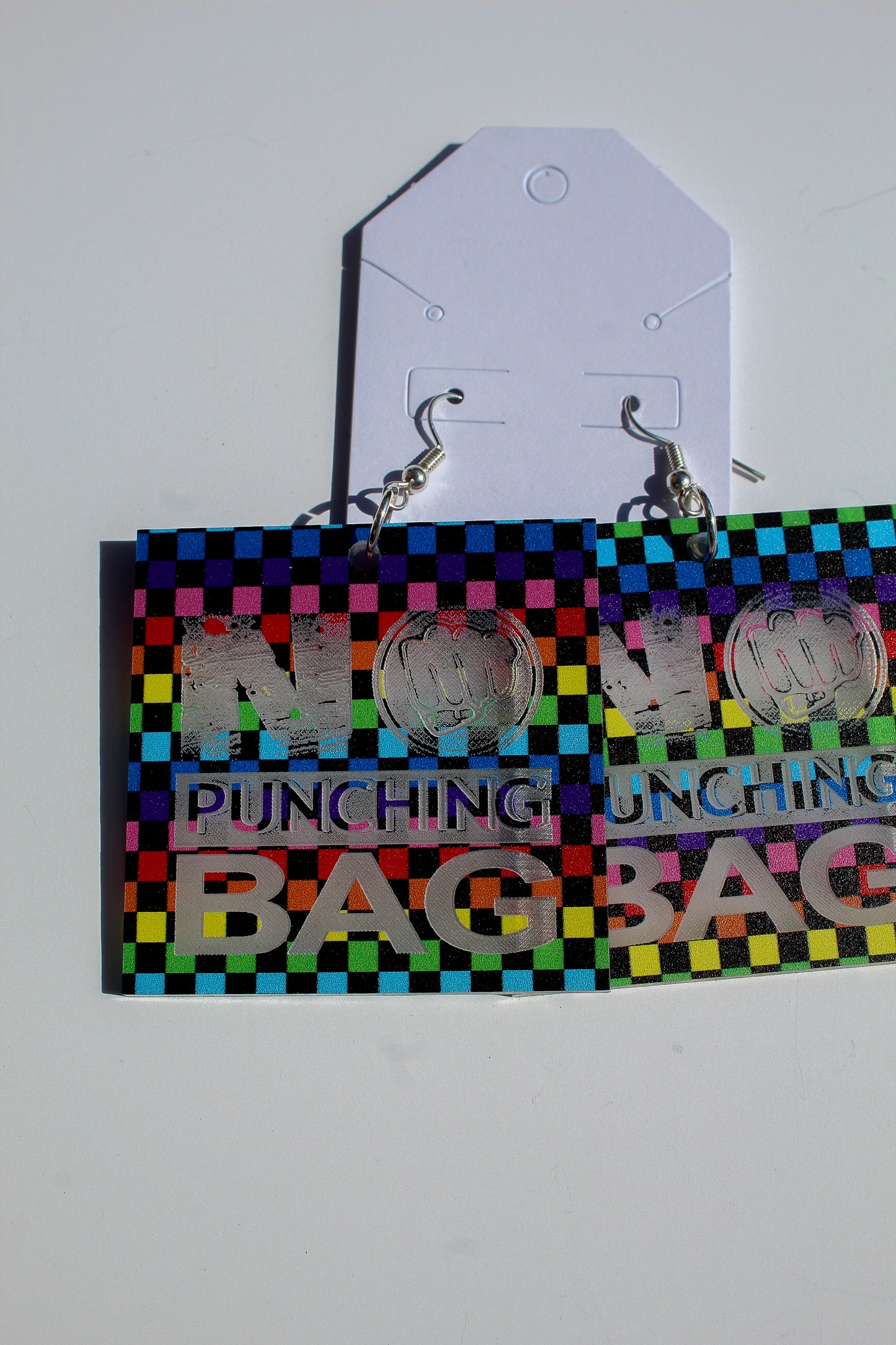 No Punching Bag Pride Earrings