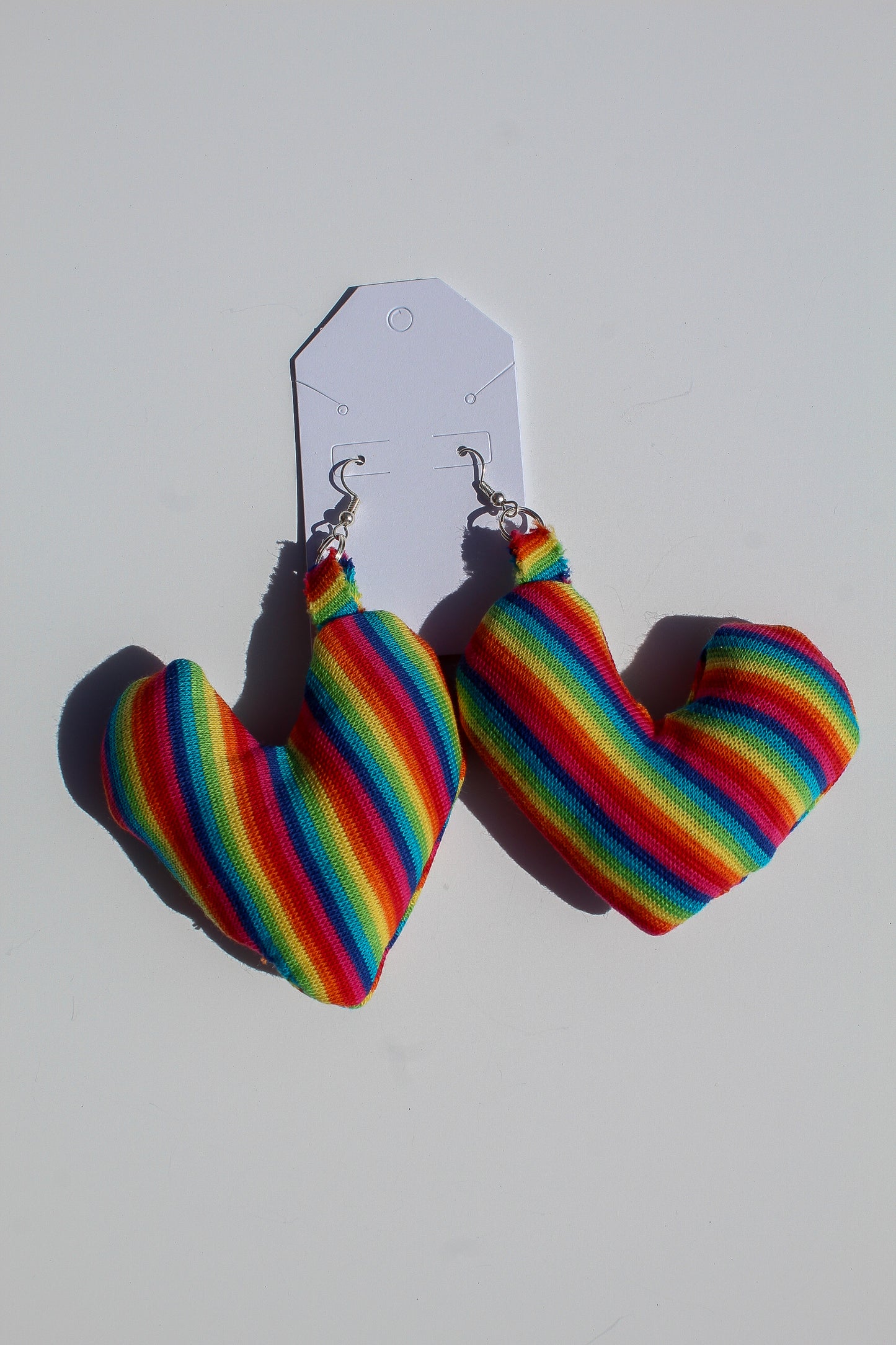 Rainbow Puff Heart Earrings