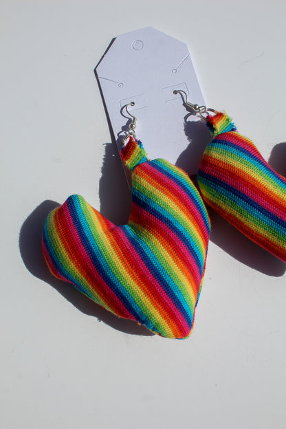 Rainbow Puff Heart Earrings