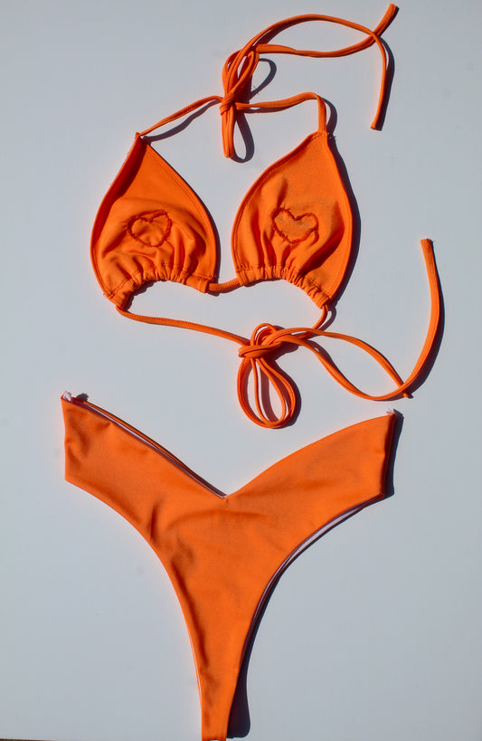 Orange High Cut Bikini Bottoms