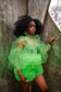 Green Tulle Puff Sleeve Top
