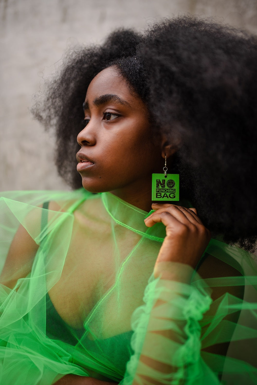 green kidney awareness No Punching Bag Earrings