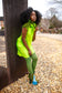 Neon Lime Wide Turtle Neck Dress
