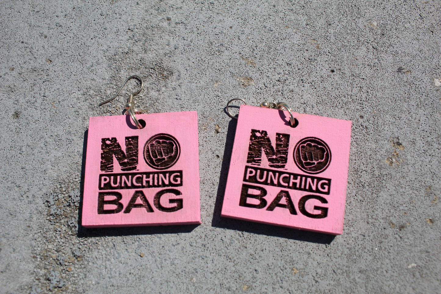 Breast Cancer Awareness and Women's Health Awareness no punching bag earrings