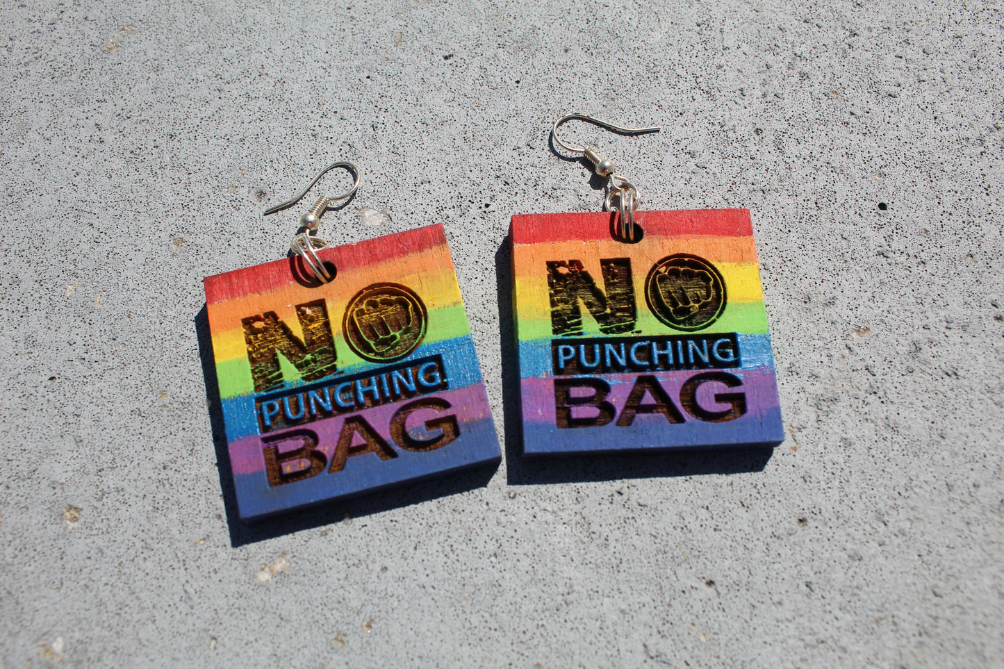 L.G.B.T.Q.I.A awareness no punching bag earrings