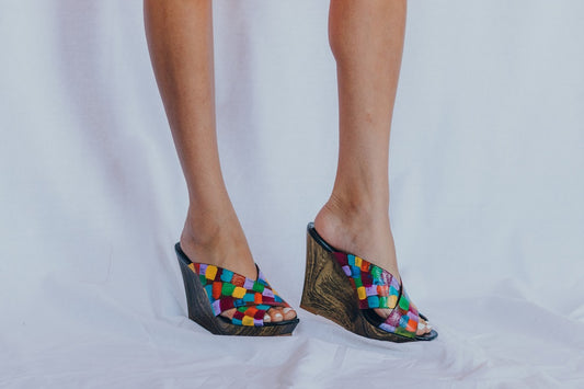 Colorful wooden heels