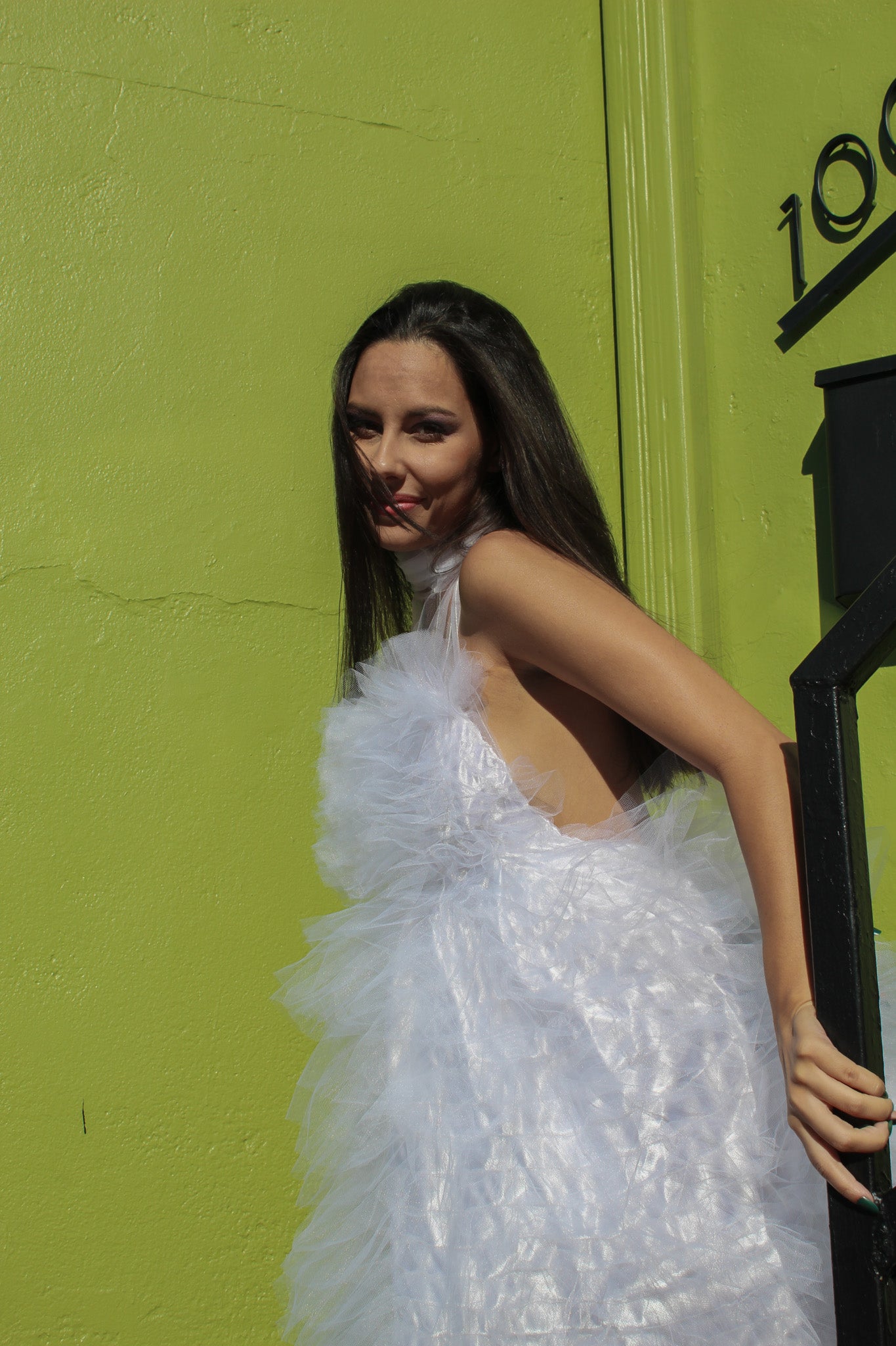 White Tulle Ruffle Dress