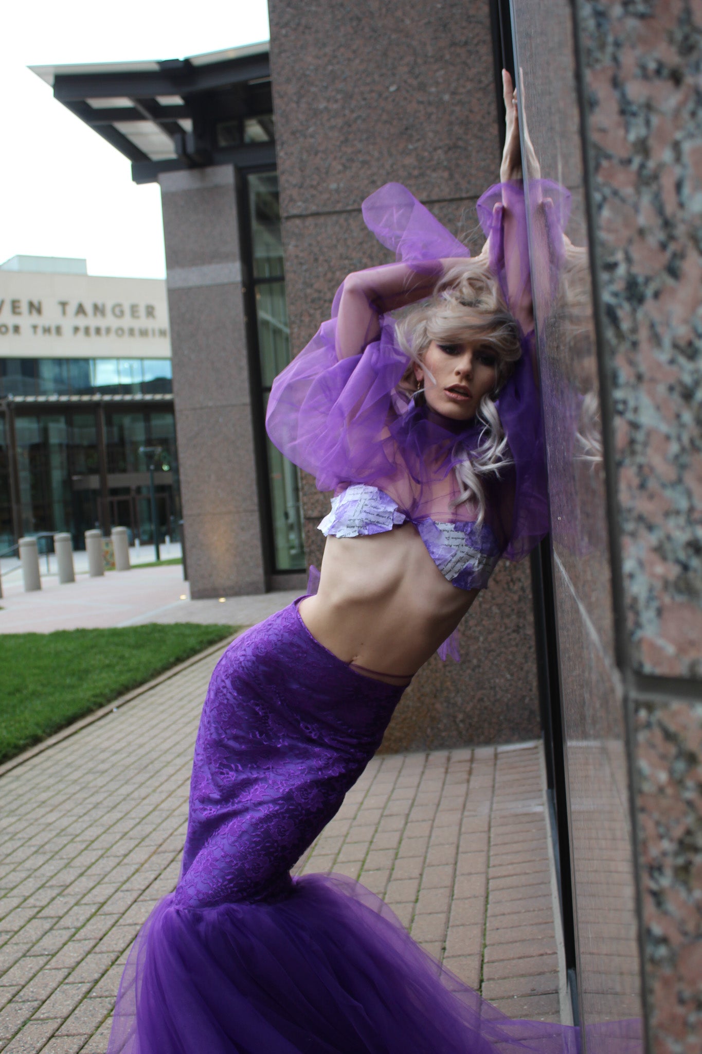 Purple high waist mermaid skirt