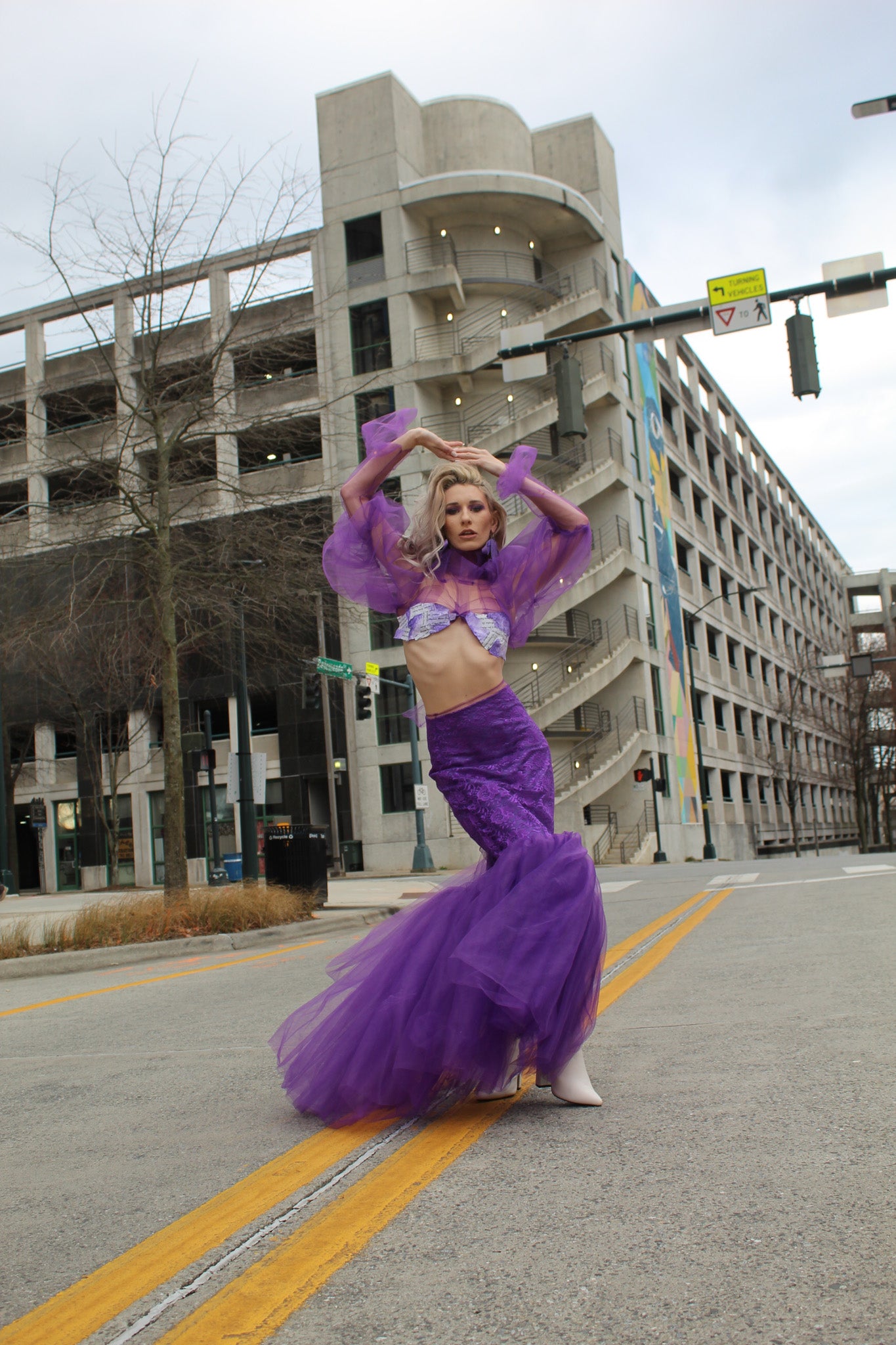 Purple high waist mermaid skirt