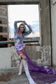 Purple tulle full length cut out gown