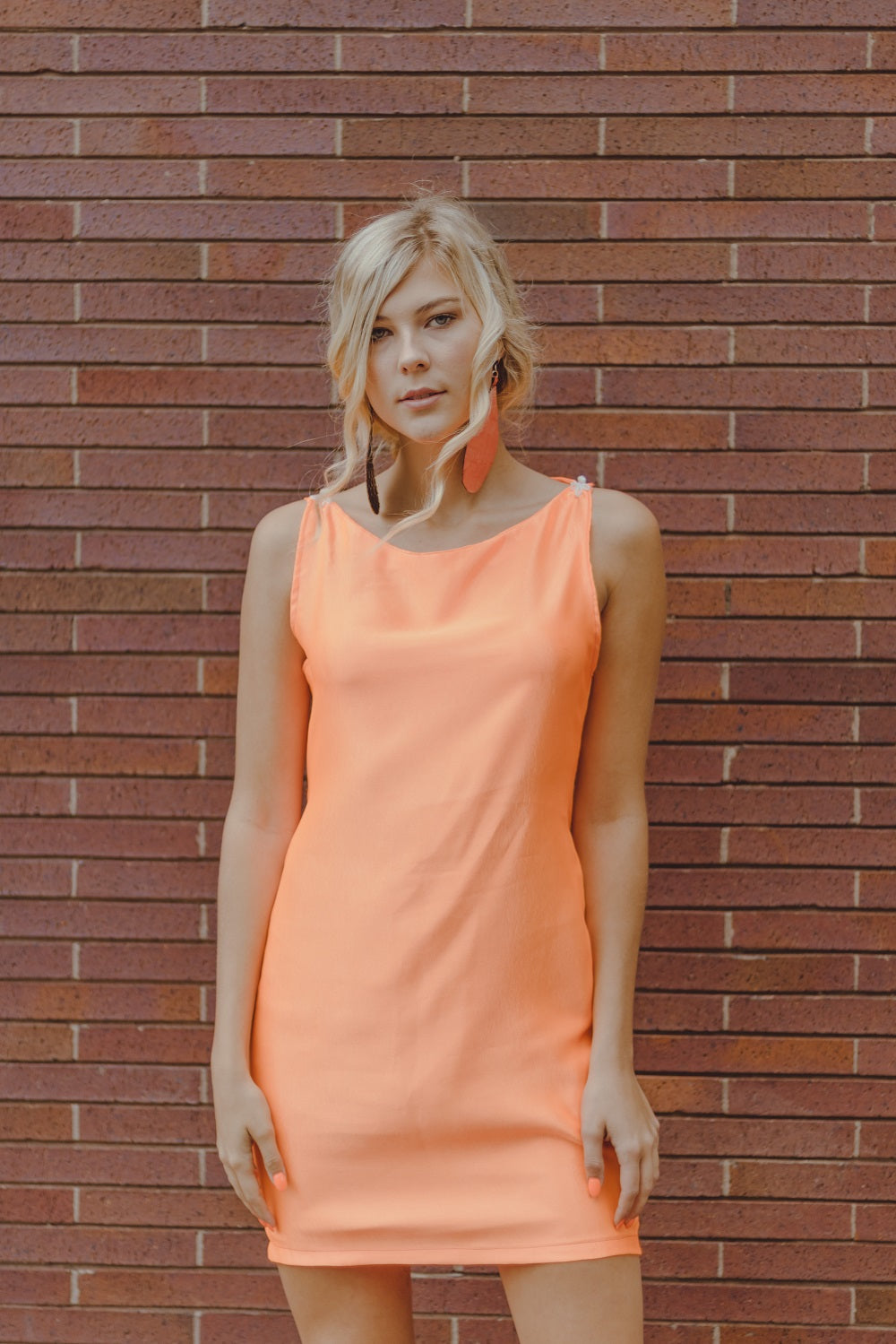 Orange Satin Slip Dress