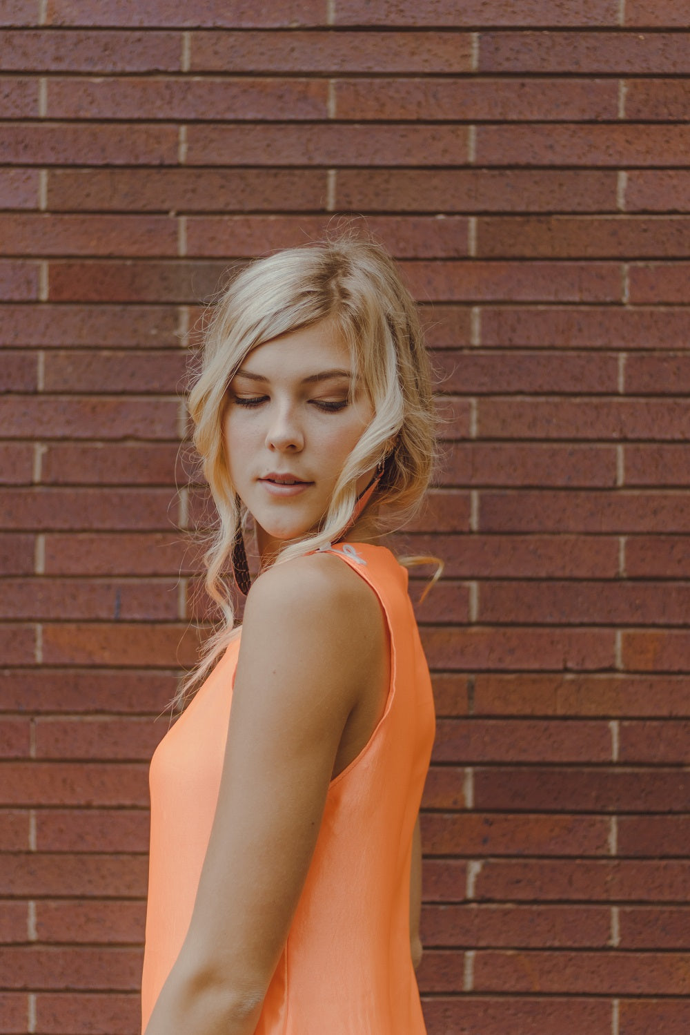 Orange Satin Slip Dress