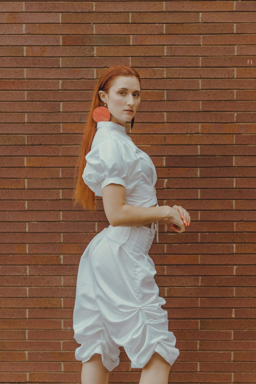 White Puff Sleeve crop top