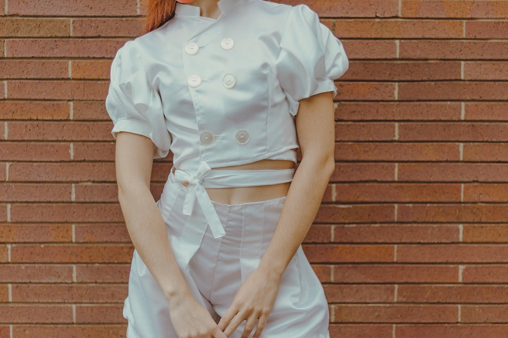 White Puff Sleeve crop top