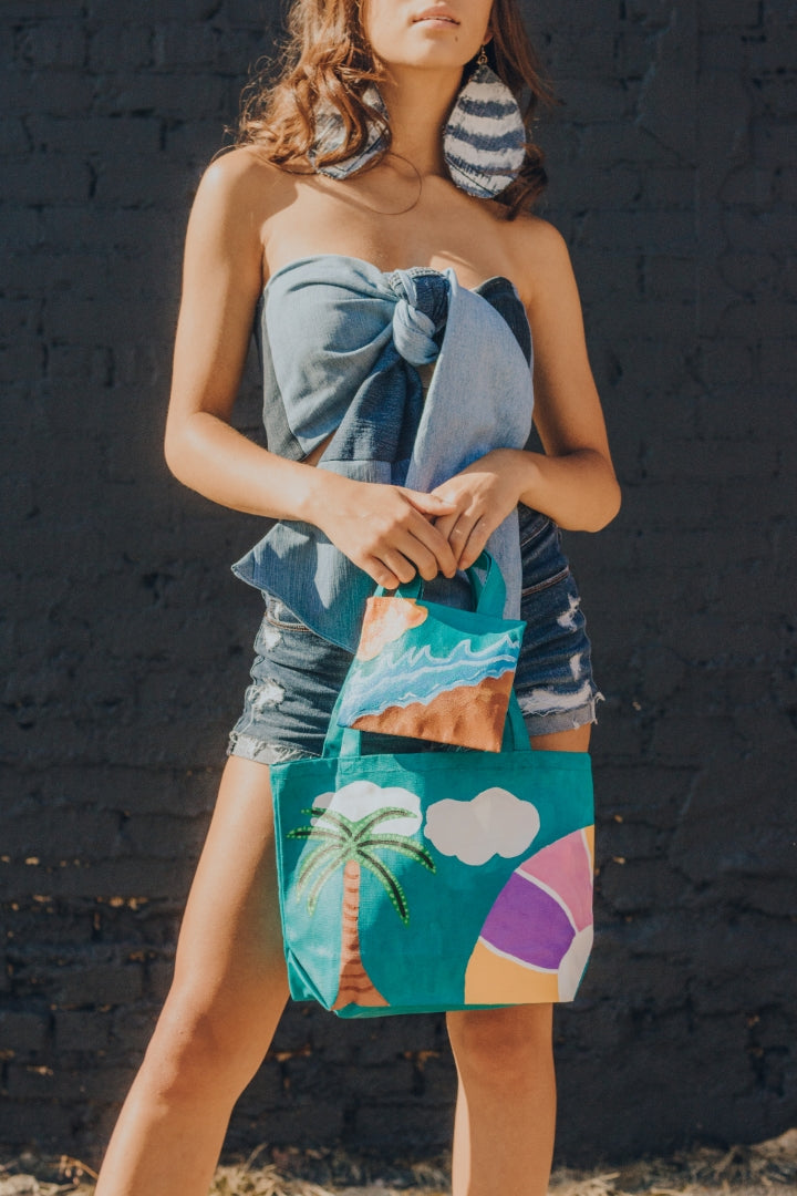 Canvas Hand-painted Beach Week Hand Bag Set